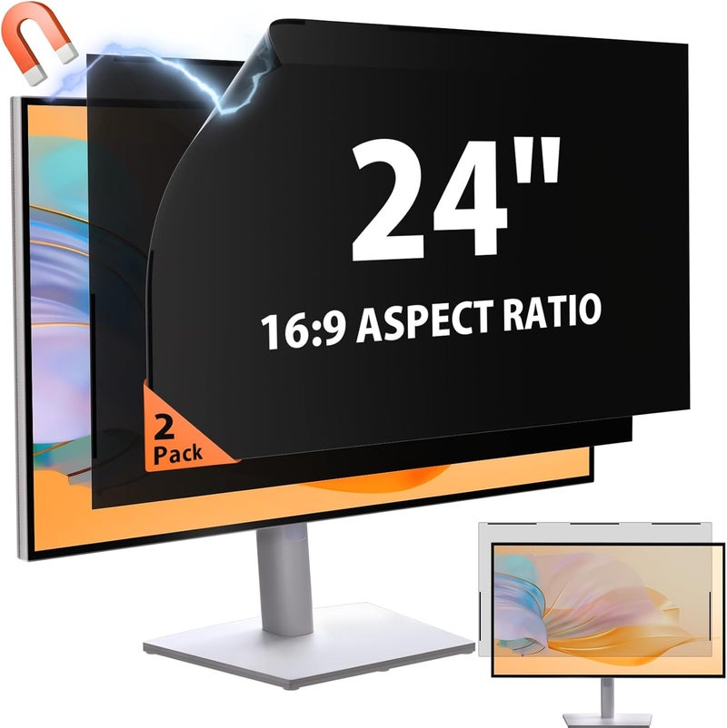 Mamol [2 Pack] 24 Inch 16:9 Magnetic Privacy Screen for Monitor Anti-Glare, Blue Light Filter, Anti-Spy Reusable Removable Privacy Filter for 16:9 Widescreen Desktop Display - Image 1